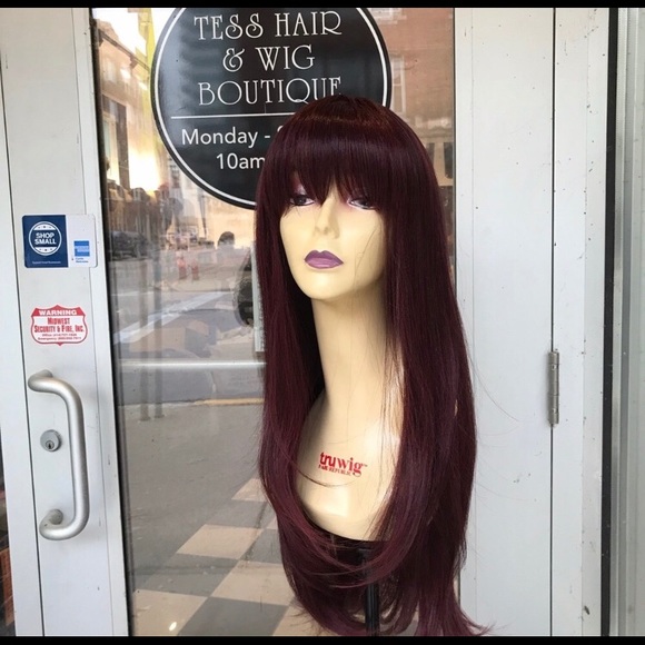 Red wine bangs BURGUNDY wig 2020 wig ON SALE - Picture 6 of 8